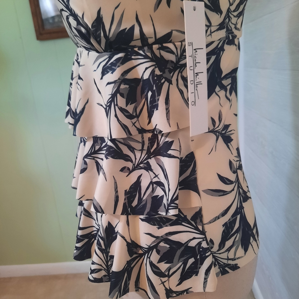 Nicole Miller three tier ruffle tankini swim top medium NWT *C1 - Picture 2 of 7